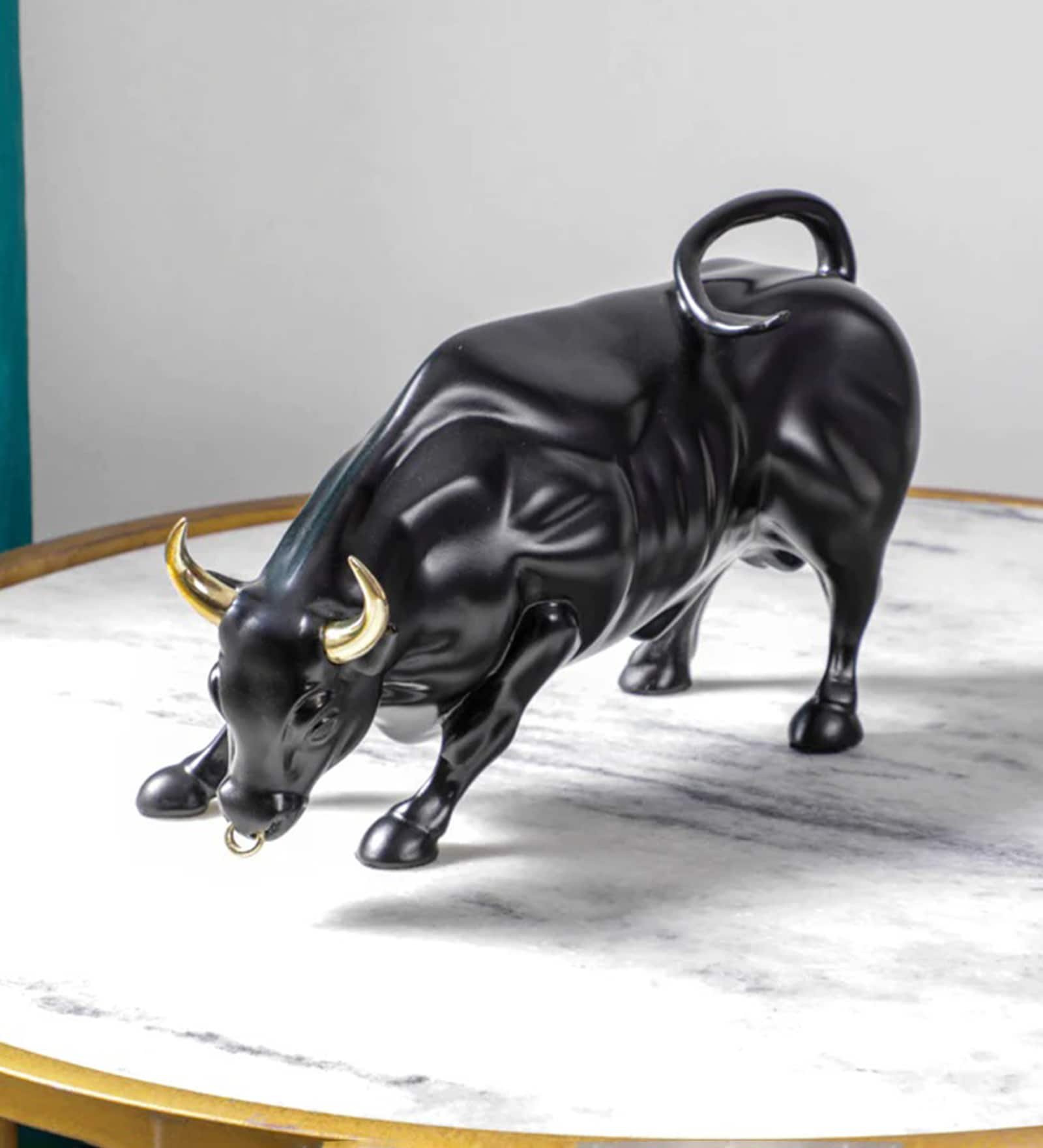 Bull Black Resin Figurine
